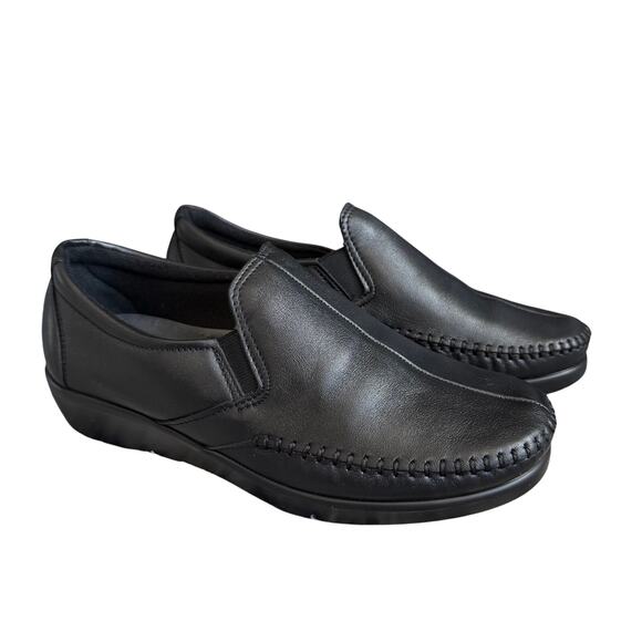 SAS Black Leather Dream Slip-On Comfort Loafers Women’s Walking Shoes Size 7 W3